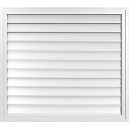 Ekena Millwork Vertical Surface Mount PVC Gable Vnt: Non-Functional, w/2"W x 1-1/2"H, Brickmould Frame, 38"W x 34"H GVPVE38X3402SN